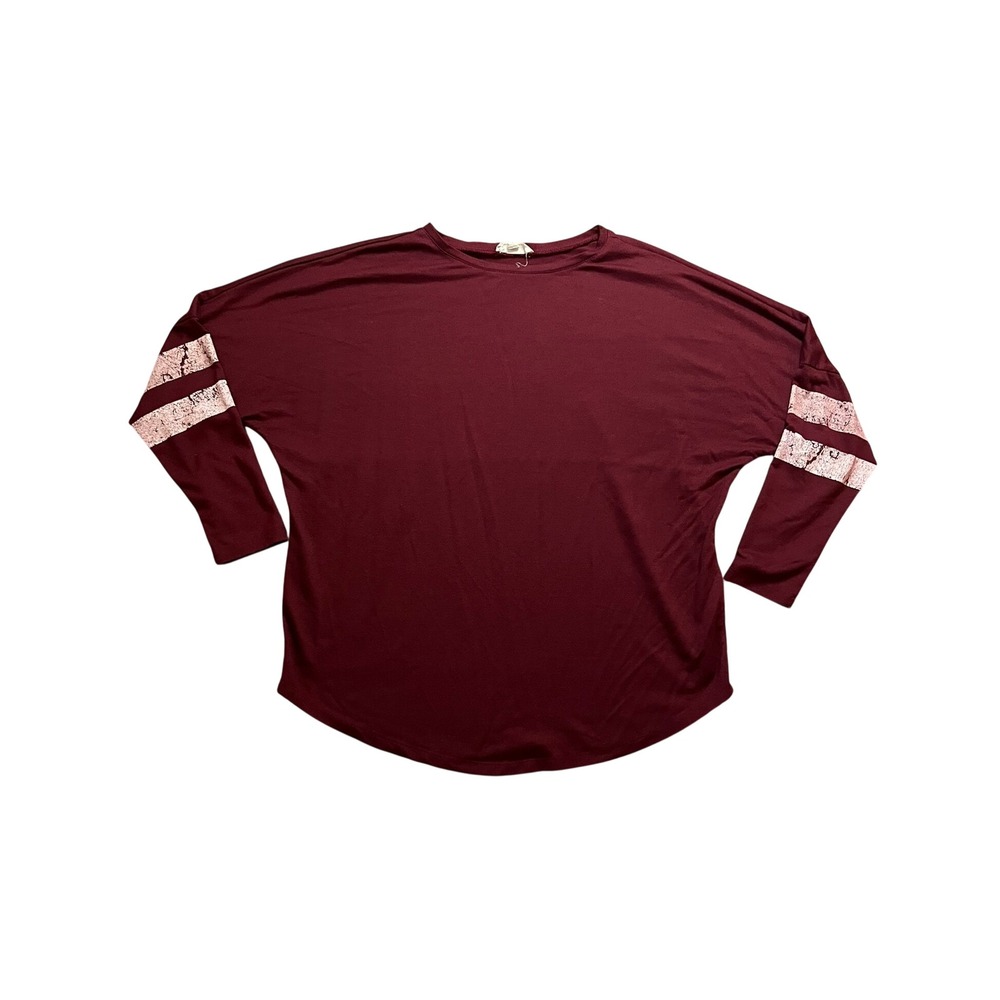 About A Girl Everyday Is Game Day Burgundy Graphic Top Womens Medium Burgundy